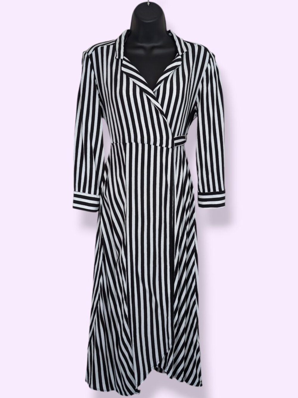 Topshop Petite B&W Stripe Wrap Dress